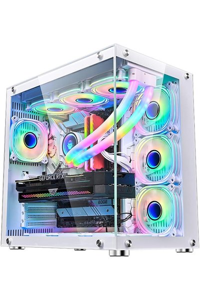 Generic علبة كمبيوتر للألعاب ATX، تدعم مبرد 360 مم، 270 °   زجاج أمامي وجانبي...