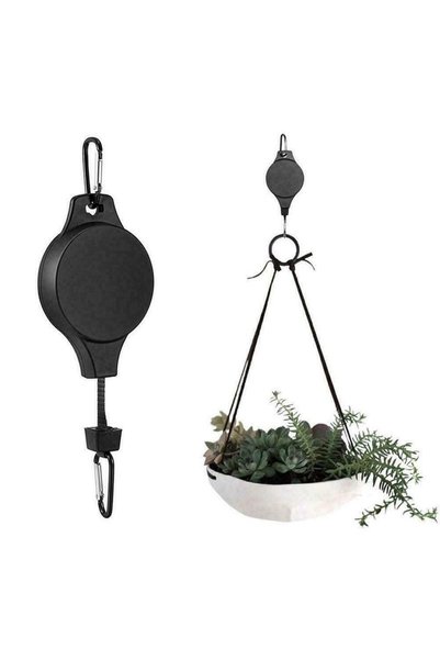 Generic Brand Cârlige de agățat reglabile negre pentru ghivece de plante și f...
