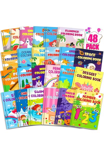 Generic 48 كتاب تلوين للأطفال من سن 4-8 سنوات، كتب تلوين صغيرة للأعمار من 2-4...