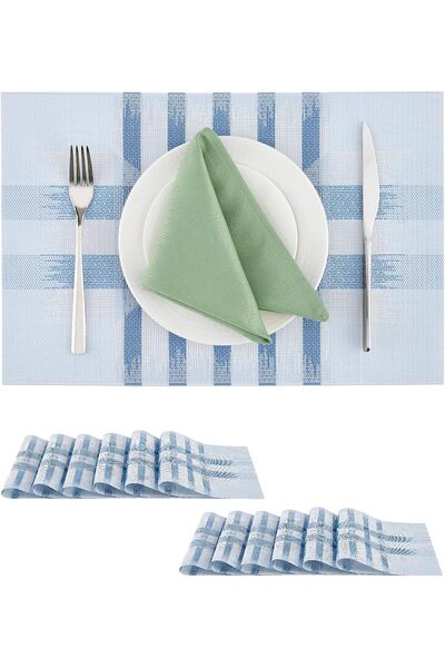 Generic Geometric Print Blue Placemats Set of 12 - Heat Resistant Non-Slip Pl...