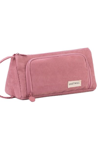 Generic Brand Pink Large Corduroy Pencil Case with Zip Closure and Portable S...