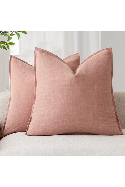 Generic Pack of 2, Decorative Linen Soild Throw Pillow Covers Soft Accent Eur...