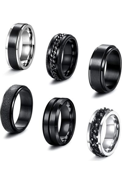 Generic Stainless Steel Spinner Rings for Mens, SYOSI Women Matte Brushed Cla...