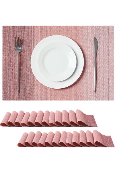 Generic Gradient Pink Woven Placemats Set of 24 - Heat Resistant Non-Slip Pla...