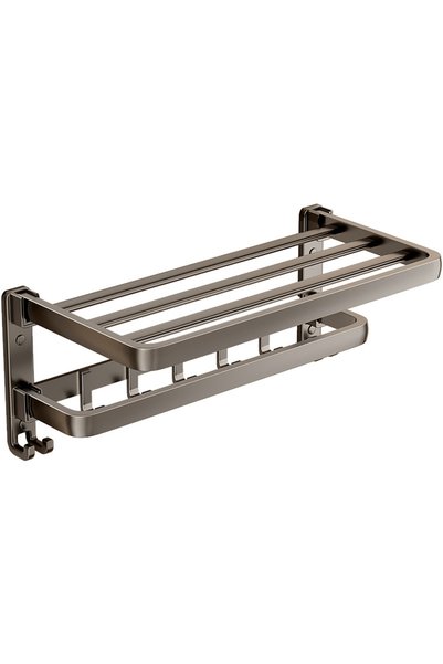 Generic Brand Suport de prosoape din oțel carbon gri cu raft de depozitare pe...
