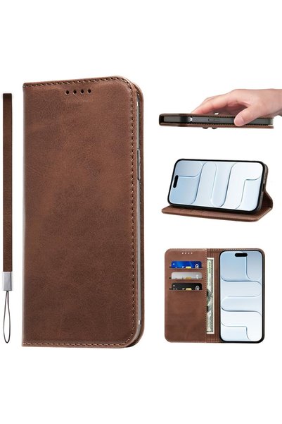 Generic غطاء لهاتف iPhone 17 Air، حافظة قابلة للطي من جلد PU مع حزام للمعصم، ...