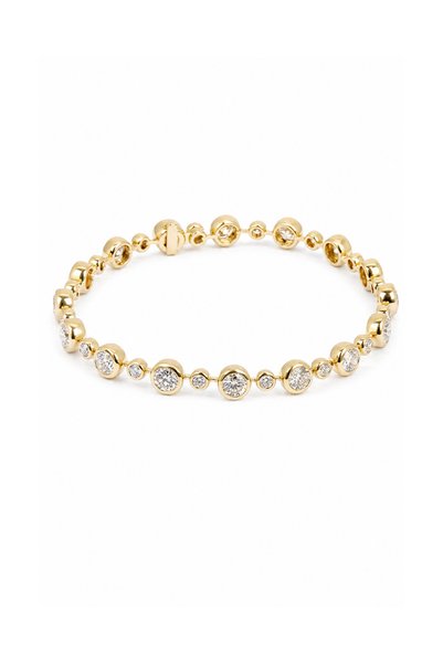 Generic Brand 9K Bezel Set Lab Grown Diamond Tennis Bracelet, Bubble Round La...