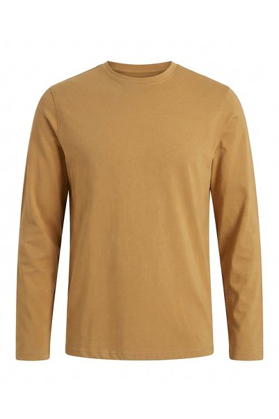 OMBRE Tricou cu mânecă lungă pentru bărbați, croială normală, guler rotund, j...