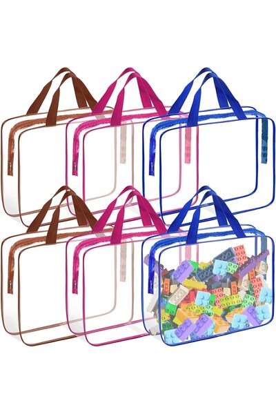Generic 6 Pack Extra Large Toy Storage Bag PVC Organizing Bags with Zippered,...