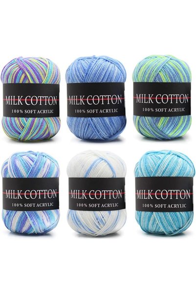 Generic 6 Rolls 50g Acrylic Yarn Skeins, Soft Yarn for Crocheting and Knittin...