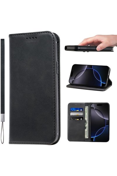 Generic cover for iPhone 16 Pro Flip Case PU Leather Wrist Strap Wallet Case ...