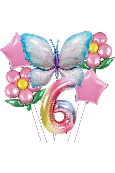 Generic 8 Pcs Butterfly Balloons Birthday Decorations for Girls(No1-9), Gradi...