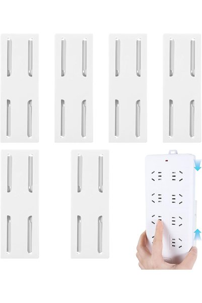 Generic 6-Pack Punch Free Adhesive Power Strip Holder – Self-Adhesive Wall Mo...