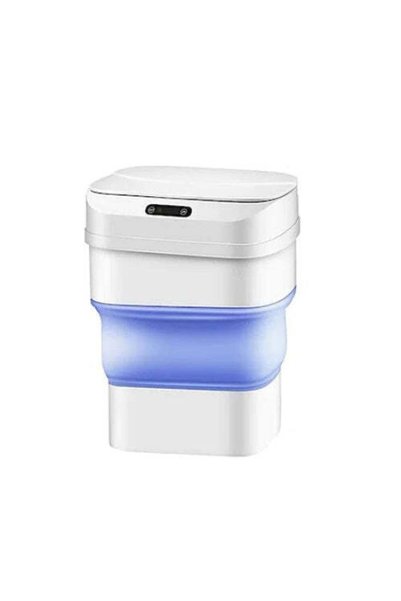 FOXMAG24 Smart Trash Can, Motion Sensor, Foldable, ABS/Silicone, White