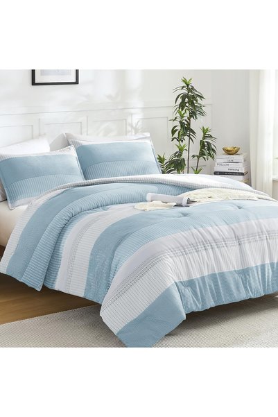 Generic Full Comforter Set - 3 Pieces Stripe Bedding Comforter Sets