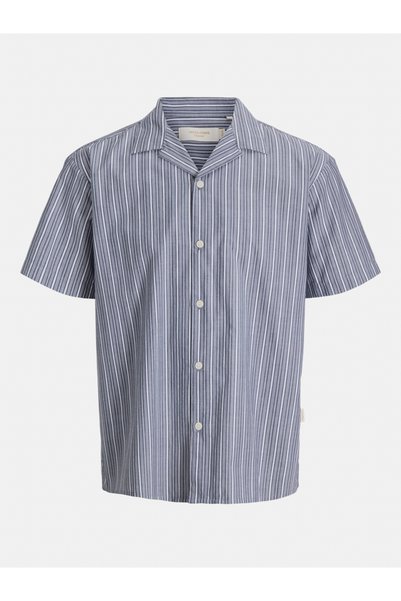 Jack & Jones قميص كولار ريزورت مخطط باللون الأزرق البحري