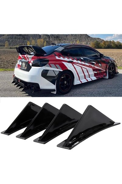 Generic 4pcs Universal Curved Shape Rear Bumper Diffuser Shark Fin Spoiler Tr...