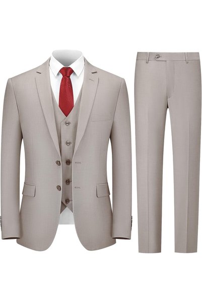 Generic 3 Piece Mens Suit Set, Slim Fit Suit for Men, Solid Jacket, Vest, Pan...