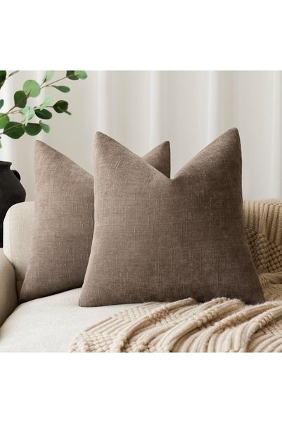 Generic Pack of 2 Soft Textured Chenille Throw Decorative Pillow Covers Squar...