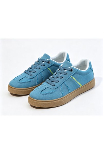 Take Two By Styli Blue Stripes Lace Ups Casual Sneakers