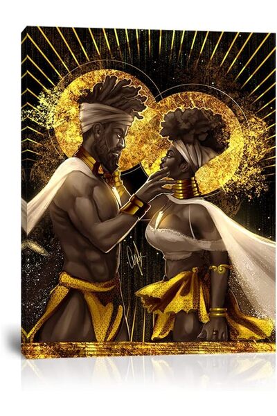 Generic African King and Queen Canvas Wall Art, Black Art Paintings for Wall,...