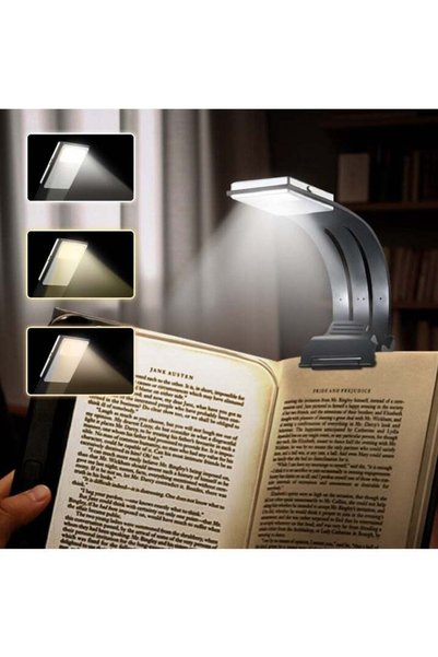 NECOMI مصباح قراءة مع مشبك، 12 مصباح LED، 3 درجات حرارة للون، مصابيح قراءة خف...