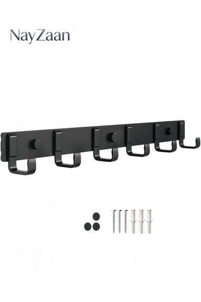 NayZaan Wall Mounted Coat Rack Hook，5 Black Coat Hooks for Hanging Coats,Heav...