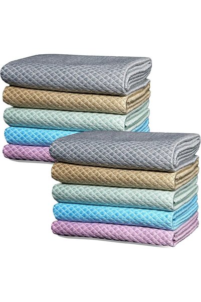 Generic 40 * 30cm 10 Packs Kitchen Cleaning Cloth Microfiber Glass Cleaning C...