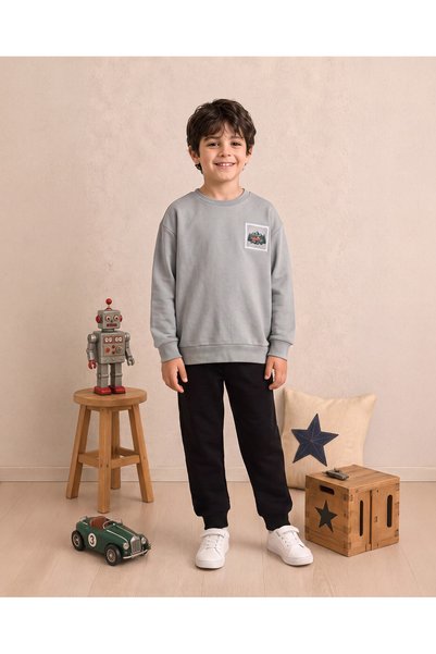 Elsima Boys' & Baby Boys' Transitional 100% Cotton 2-Ply Sequin-Printed Ribbe...
