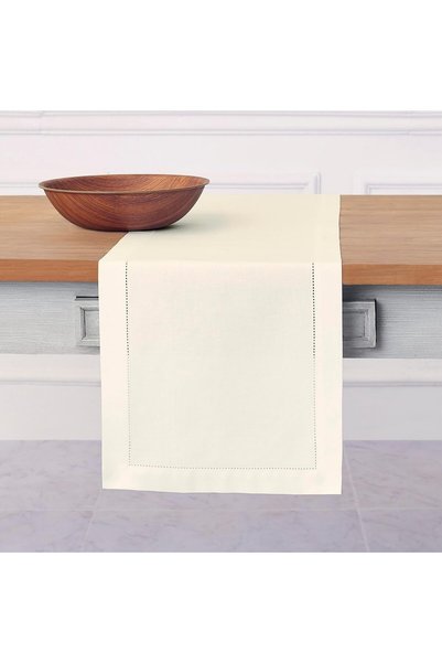 Generic Ivory Table Runner 120 Inches Long - Cotton Linen Hemstitch 14 x 120 ...