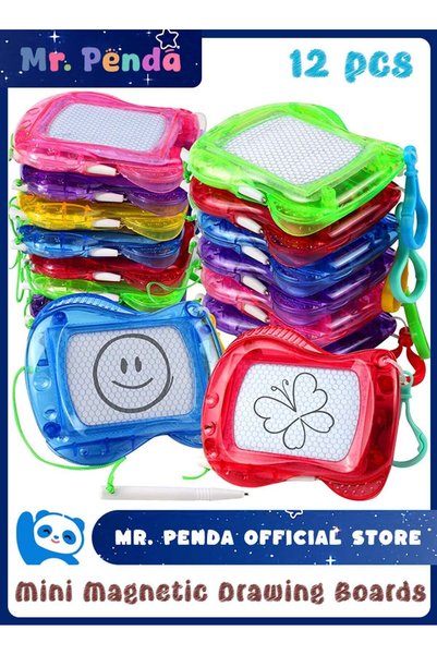 Mr. Penda 12 Pack Mini Magnetic Doodle Boards for Kids, Wipeable Doodle Sketc...