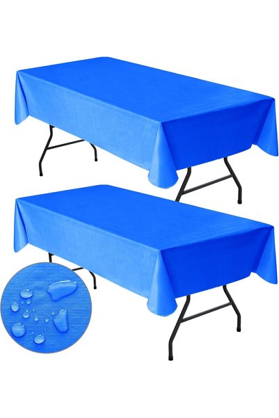 Generic Waterproof Vinyl Tablecloth with Flannel Backing 2 Pcs 60x84 In Blue