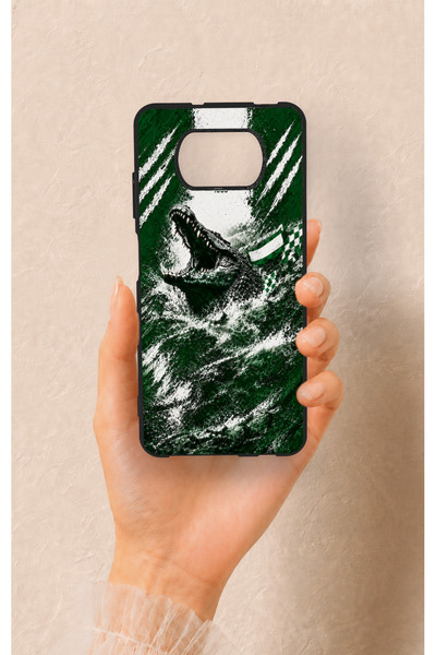Vip Case Green Crocodile-Themed Patterned Silicone Case Compatible with Poco X3.