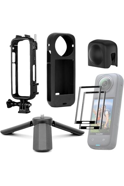 Generic مجموعة ملحقات متوافقة مع كاميرا Insta360 X4 - غطاء واقٍ، غطاء سيليكون...