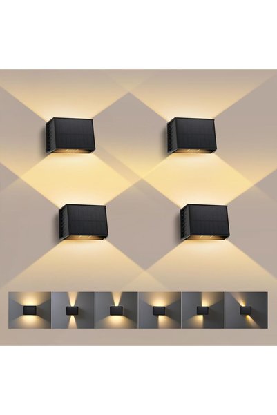 Dotail Комплект от 4 соларни LED стенни лампи, 3000K, топла светлина, 240 °  ...