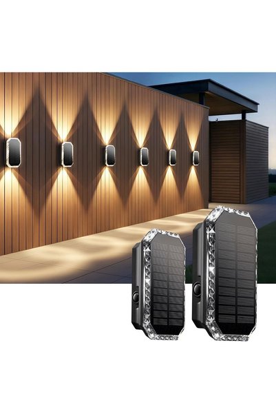 Dotail Set of 2 Outdoor Solar Wall Lights, Upward Downward Lighting, 2 LEDs, ...