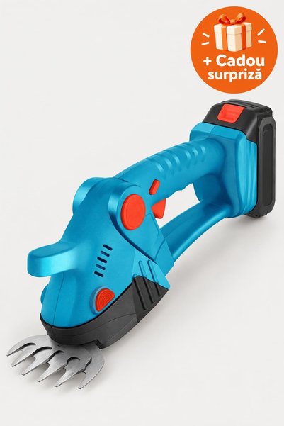 OferteTop Foarfecă Electrică Gard Viu și Iarbă 2 în 1 cu Acumulator, 2 Lame, ...