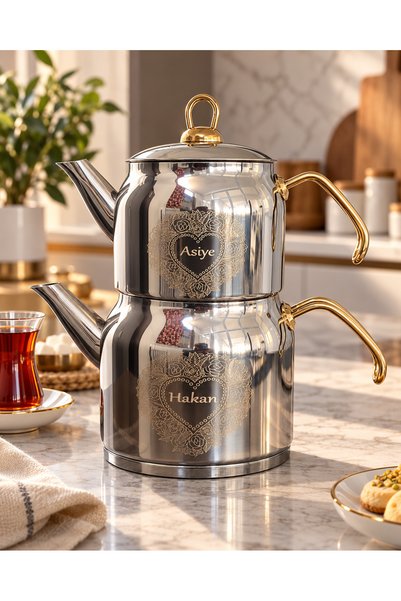 Genel Markalar Motif Home Kişiye Özel İsim İşlemeli Paslanmaz Çelik Çaydanlık...