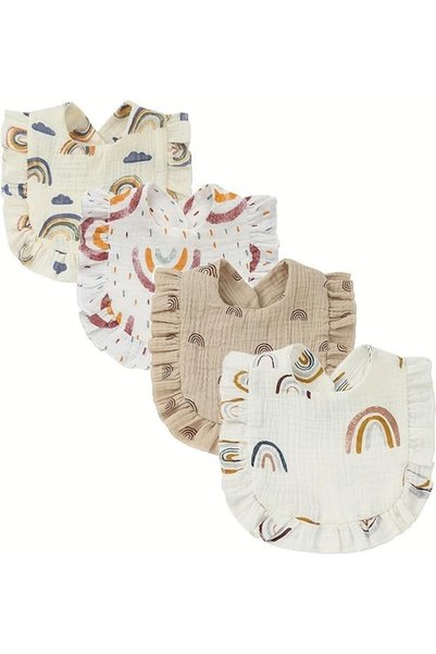 Generic 4 Pack Solid Muslin Baby Bibs Baby Bandana Drool Bibs Absorbent Cotto...