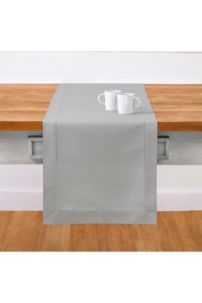 Generic Cotton Linen Light Grey Table Runner 120 Inches Long - Hemstitch 14 x...