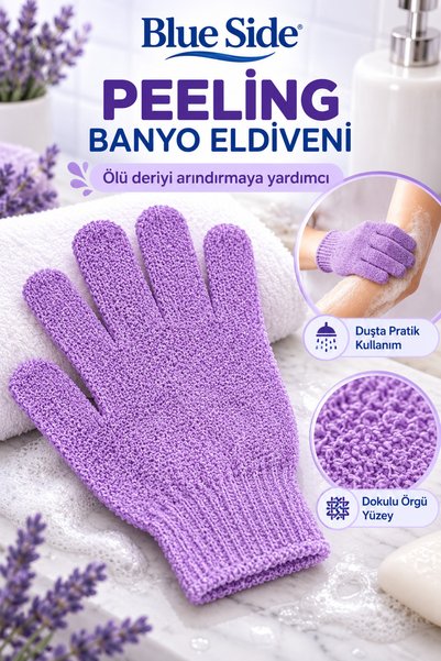 BLUE SİDE 1 Adet Çatlak Önleyici Peeling Kese Eldiveni Dokulu Banyo ve Duş Eldiveni