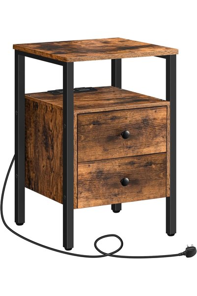 Generic Side Table with Charging Station, Nightstand with USB Ports & Power O...