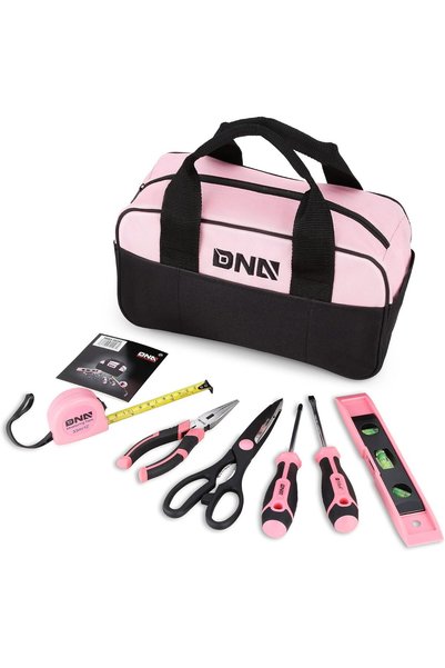 Generic 7-Piece Pink Tool Set - Portable Household Hand Tool Kit with Wide Mo...