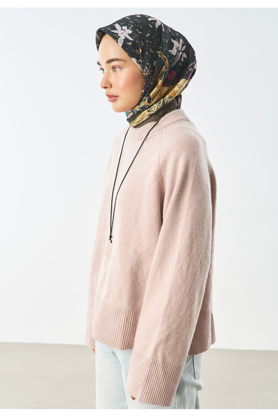 Freshscarfs Eșarfă din bumbac și mătase cu model „Garden Glow”, verde