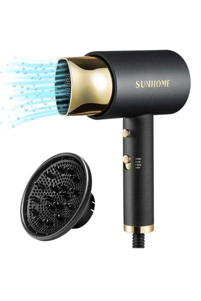 Sunhome مجفف شعر بقوة 1800 واط مع ناشر للهواء، مجفف شعر احترافي بدرجة حرارة ث...