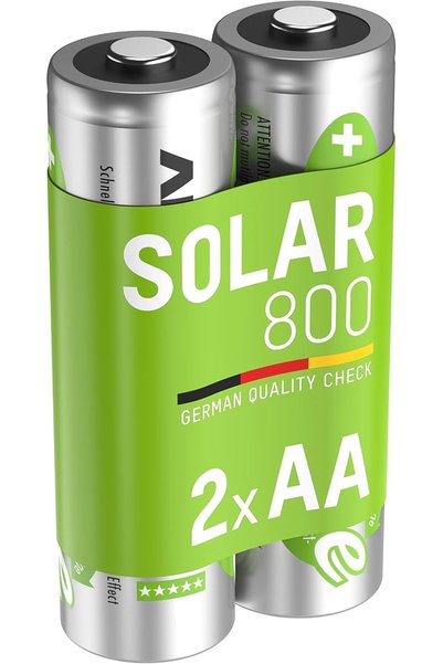 Generic بطاريات AA SOLAR [عبوة من قطعتين]، تدوم طويلاً، ذات معدل تفريغ ذاتي م...