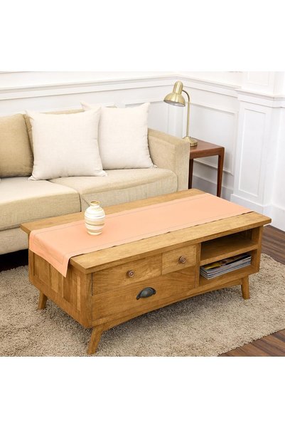 Generic Cotton Linen Table Runner 48 Inches - Peach Bloom Hemstitch Table Run...