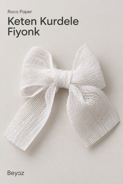 roco paper Bela lanena traka, 5 cm - Pakovanje od 25 komada, dekorativna trak...
