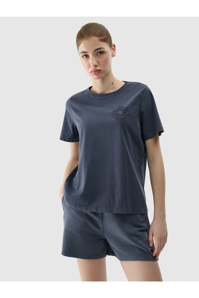 4F Tricou de bumbac pentru femei HALNY, Antracit spălat cu acid, XS
