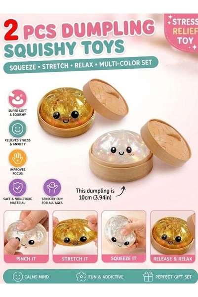 Pearlora Home Pearlora Glitter Dumpling Squishy Toy with Steamer Box, Soft Sq...